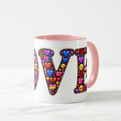 Mug Valentine Pink Love Design Emoji (Devant droit)