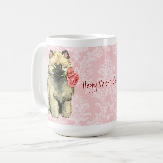 Mug Valentine Rose Keeshond (Devant gauche)