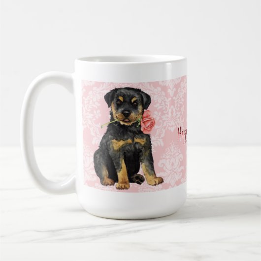 Mug Valentine Rose Rottweiler (Gauche)