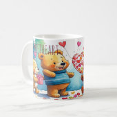 Mug Valentine Teddy Bears Sharing Heart Shaped Candies (Devant gauche)