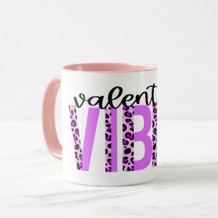Mug Valentine Vibes violet rose Poster de animal noir