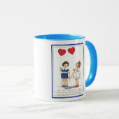 Mug Valentine vintage enfants avec des ballons (Devant droit)
