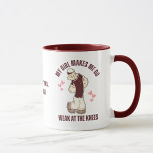 Mug Valentines amusantes POPEYE Faible aux genoux Pers