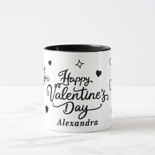 Mug Valentines  Cherub & Romantic Doodle Personalized (Centre)
