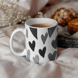 Mug Valentines coeur de jour explosion - noir et blanc