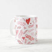 Mug Valentines Coeur rose Rouge élégant Motif Monogram (Devant gauche)
