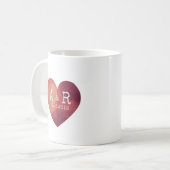 Mug Valentines coeur rouge deux initiales (Devant gauche)