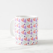 Mug Valentines Coeurs pourpre main tiré Motif (Devant gauche)