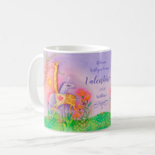 Mug Valentines d'amour de safari de girafe de licorne