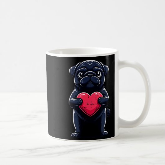 Mug Valentines Day Black Pug Heart Funny Dog Mom Dad F (Droite)