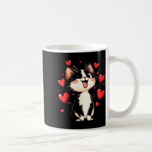 Mug Valentines Day Design With A Cat On It  (Droite)