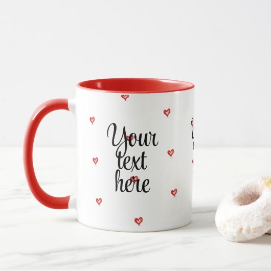 Mug Valentine's Day Gift, Hearts Design, I Love You (Avec donut)