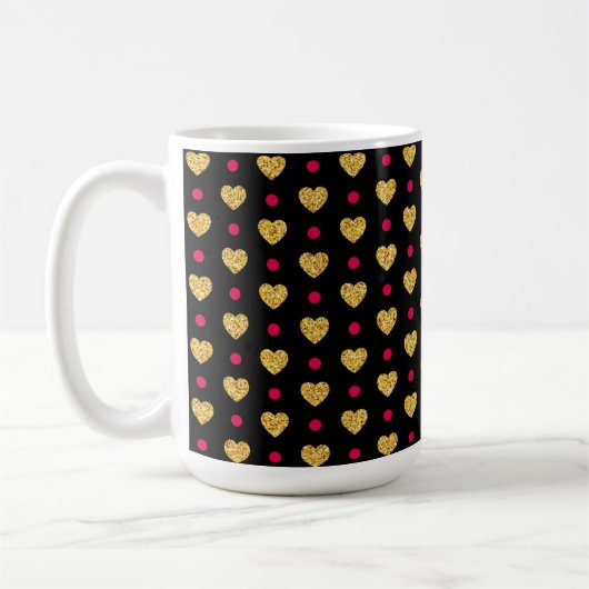 Mug Valentine's Day Gold Hearts Pattern-23655 (Gauche)