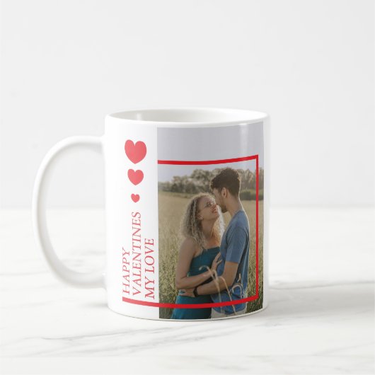 Mug Valentines Day Hearts Custom Photo (Gauche)