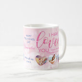 Mug Valentines Day Pink Loved Heart Photo Collage (Devant droit)