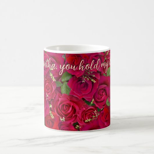 Mug Valentine's Day Red Roses Custom Message (Centre)