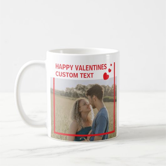 Mug Valentines Day Simple Hearts Custom Photo (Gauche)