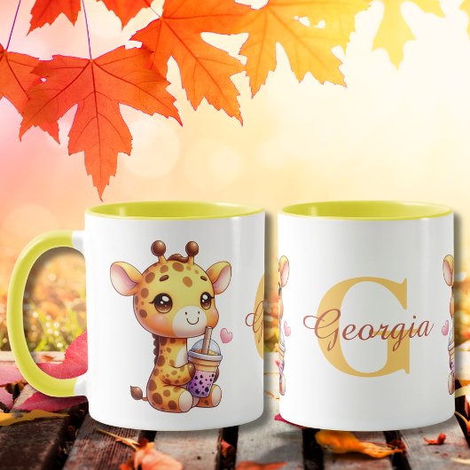 Mug Valentines Jour Cute Giraffe Love Boba