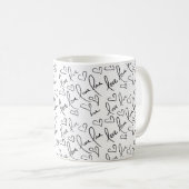 Mug Valentines Jour mignon Main Drats Coeurs Noir Blan (Devant droit)