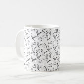 Mug Valentines Jour mignon Main Drats Coeurs Noir Blan (Devant gauche)