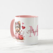 Mug Valentines Jour mignon Yorkshire Terrier Chien (Devant gauche)
