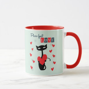 Mug Valentines Jour Rétro Mid Century Chat