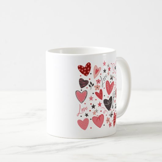 Mug Valentines Thème Coeurs rouges (Devant droit)