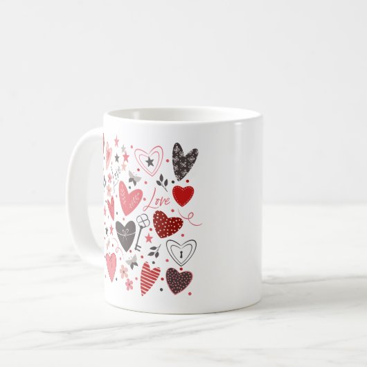 Mug Valentines Thème Coeurs rouges (Devant gauche)