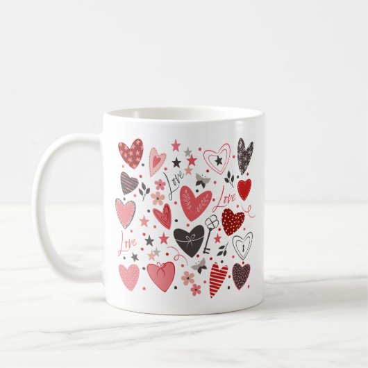 Mug Valentines Thème Coeurs rouges (Gauche)
