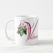 Mug Valerie personnalisable nom monogramme rose floral (Gauche)