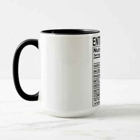 Mug Valeur nutritive de l'entrepreneur (Gauche)