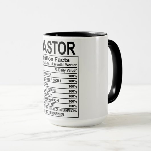 Mug Valeur nutritive du pasteur (Devant droit)