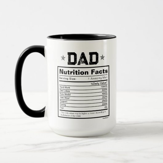 Mug Valeur nutritive Pour Daddy Père Cadeau (Gauche)