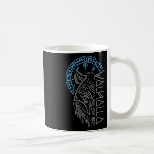 Mug Valhalla Wolf Masque Odin Runes Norse Comp Viking (Droite)