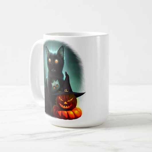 Mug Vampire Chat et Assistant Citrouille Halloween Sur (Devant gauche)