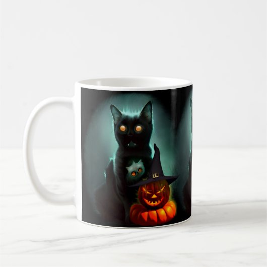 Mug Vampire Chat et Assistant Citrouille Halloween Sur (Gauche)