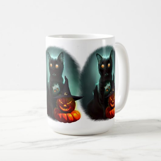 Mug Vampire Chat et Assistant Citrouille Halloween Sur (Devant droit)