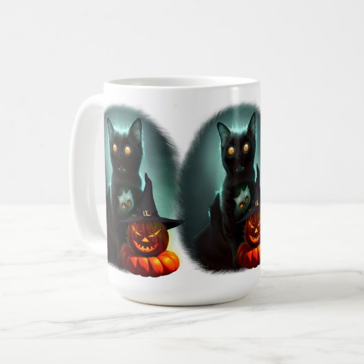 Mug Vampire Chat et Assistant Citrouille Halloween Sur (Devant gauche)