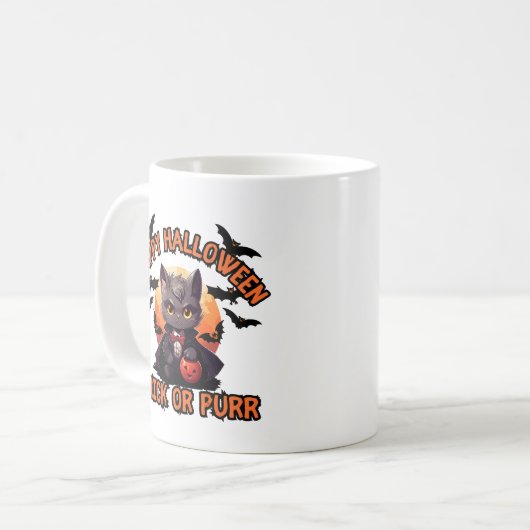 Mug Vampire Chat Halloween Citrouille Chat Éffrayant F (Devant gauche)