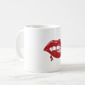 Mug Vampire Lèvres rouges gouttant du sang (Devant gauche)
