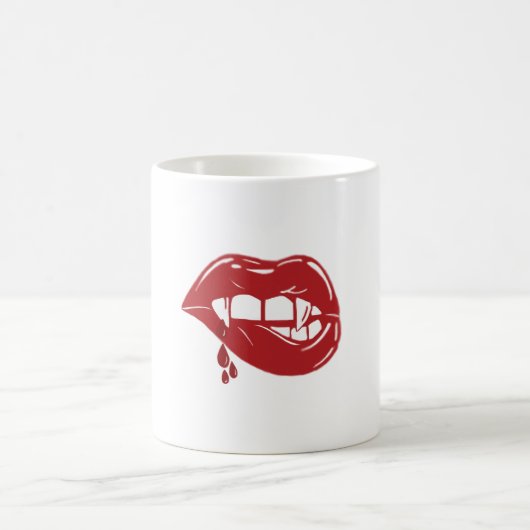 Mug Vampire Lèvres rouges gouttant du sang (Centre)