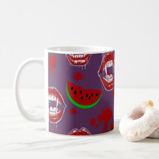 Mug Vampire & Pastèque Spooky Summerween Violet (Avec donut)