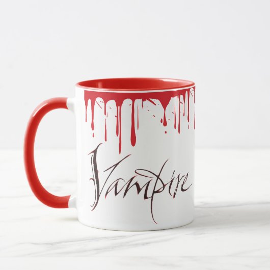 Mug Vampire Sang Café du matin Halloween Lettres (Gauche)