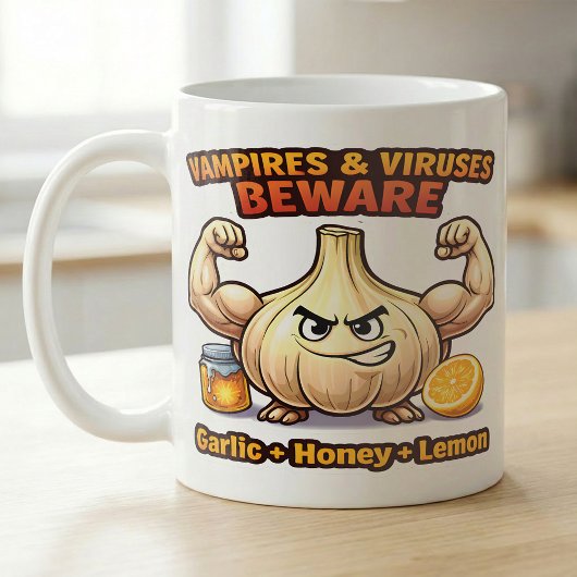 Mug Vampire Virus Beware Garlic Honey Lemon Flu Recipe