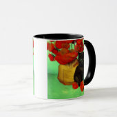 Mug Van Gogh Black Kitten Fleurs rouges (Devant droit)