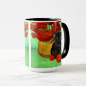 Mug Van Gogh Black Kitten Fleurs rouges (Devant droit)