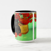 Mug Van Gogh Black Kitten Fleurs rouges (Devant gauche)