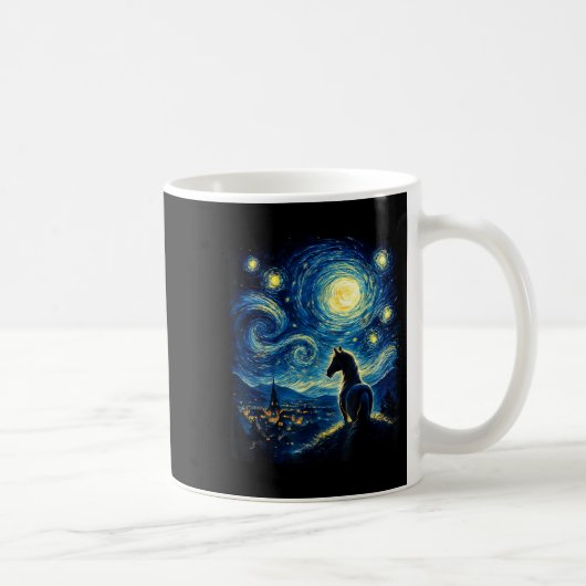 Mug Van Gogh Cowgirl Horse Starry Funny Night Horses L (Droite)