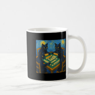 Mug Van gogh nuit étoilée chat jouant au mahjong chino