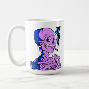 Mug Van Gogh, squelette avec une cigarette allumée